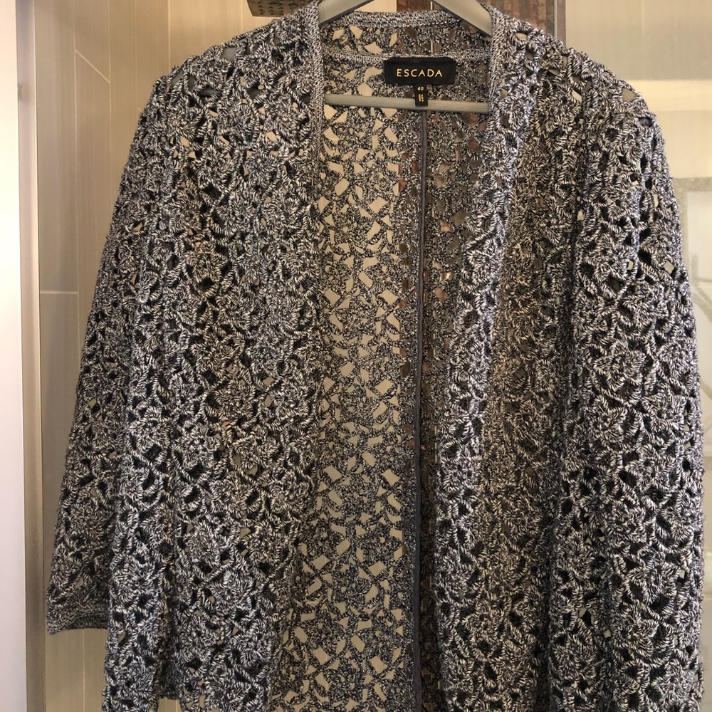 Escada grey knit coat jacket blazer sweater